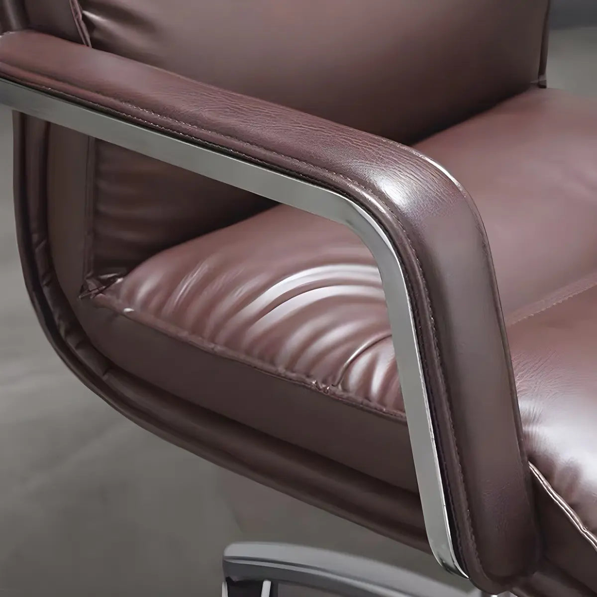 Modern Sleek Leather Brown Adjustable Comfort Office Chair Image - 14