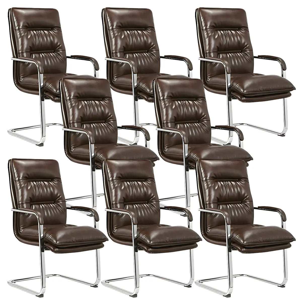 Modern Sleek Leather Brown Adjustable Comfort Office Chair Image - 16