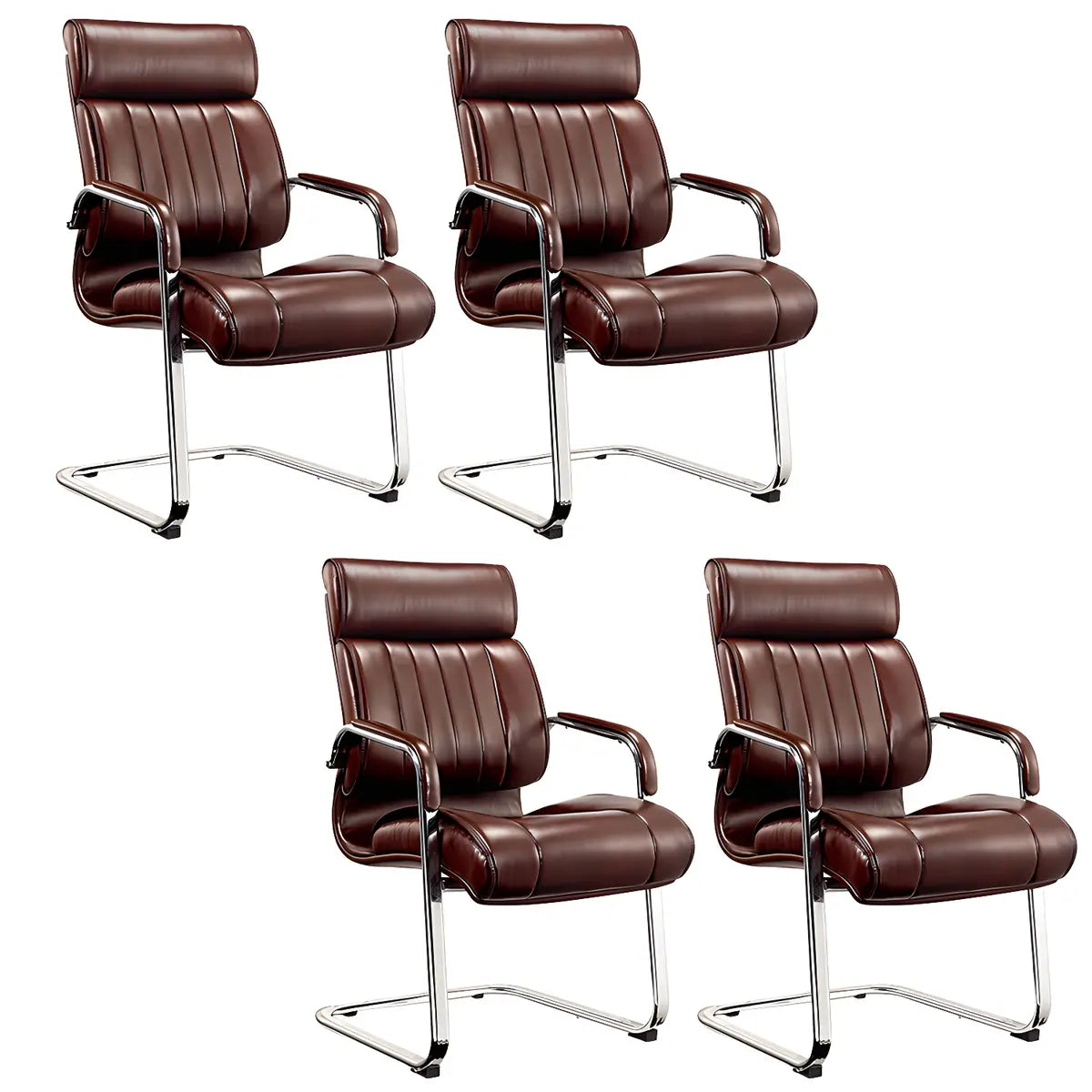 Modern Sleek Leather Brown Adjustable Comfort Office Chair Image - 2