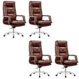 Modern Sleek Leather Brown Adjustable Comfort Office Chair Image - 29