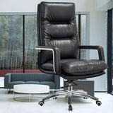 Modern Sleek Leather Brown Adjustable Comfort Office Chair Image - 3