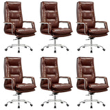 Modern Sleek Leather Brown Adjustable Comfort Office Chair Image - 30