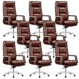 Modern Sleek Leather Brown Adjustable Comfort Office Chair Image - 31