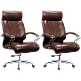 Modern Sleek Leather Brown Adjustable Comfort Office Chair Image - 32