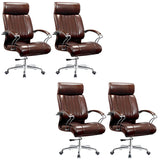 Modern Sleek Leather Brown Adjustable Comfort Office Chair Image - 33