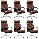 Modern Sleek Leather Brown Adjustable Comfort Office Chair Image - 34