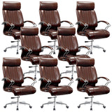 Modern Sleek Leather Brown Adjustable Comfort Office Chair Image - 35