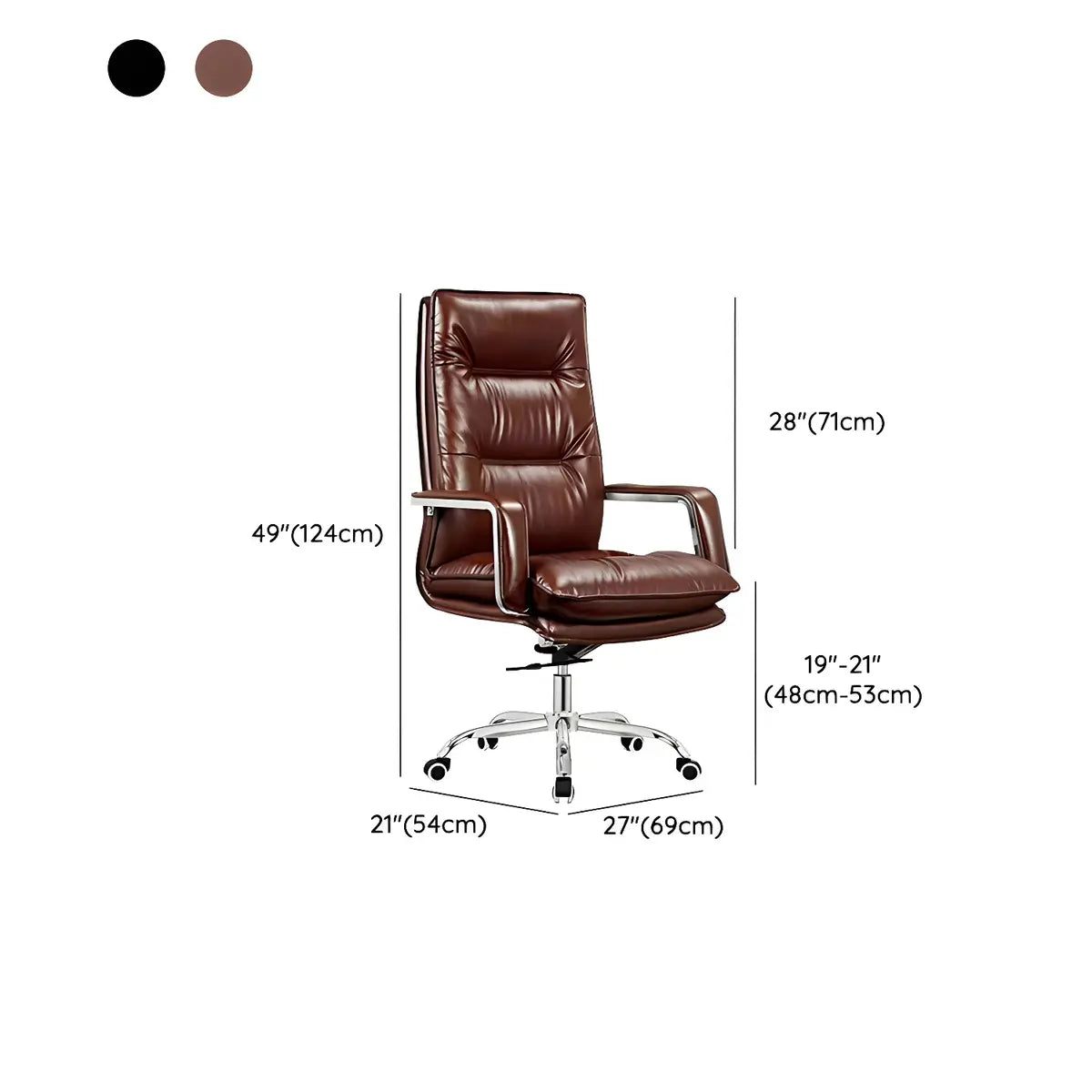 Modern Sleek Leather Brown Adjustable Comfort Office Chair 