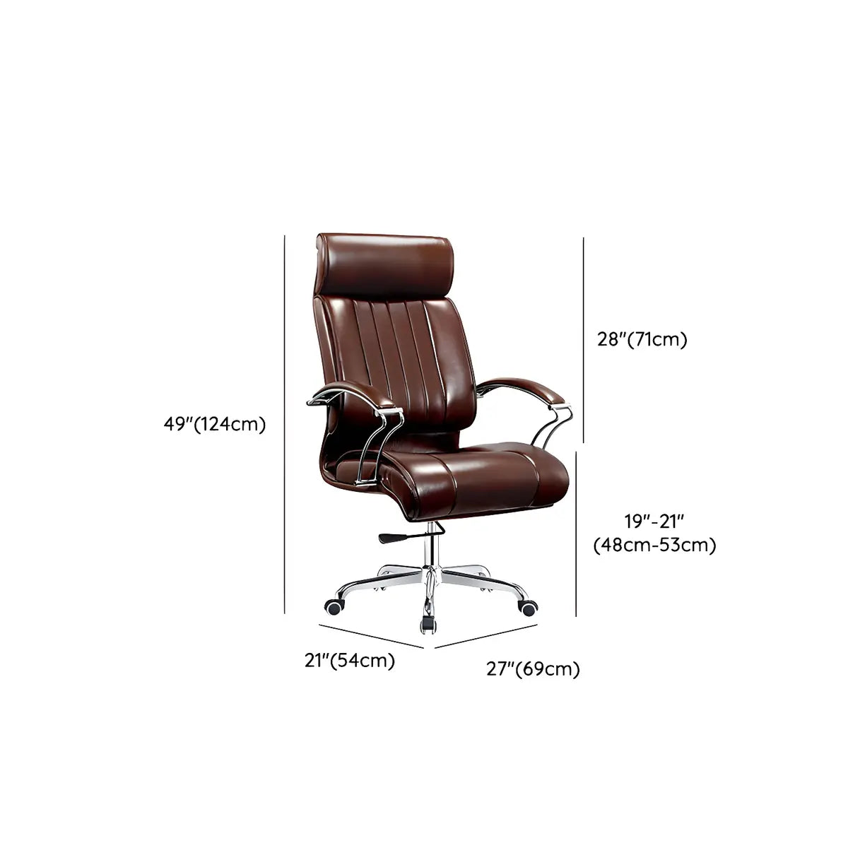 Modern Sleek Leather Brown Adjustable Comfort Office Chair Image - 37