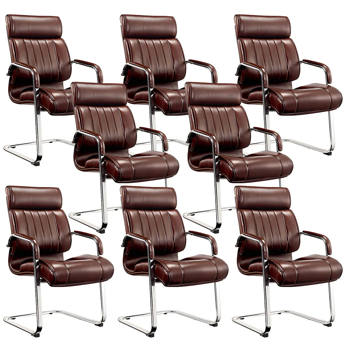 Modern Sleek Leather Brown Adjustable Comfort Office Chair Image - 4