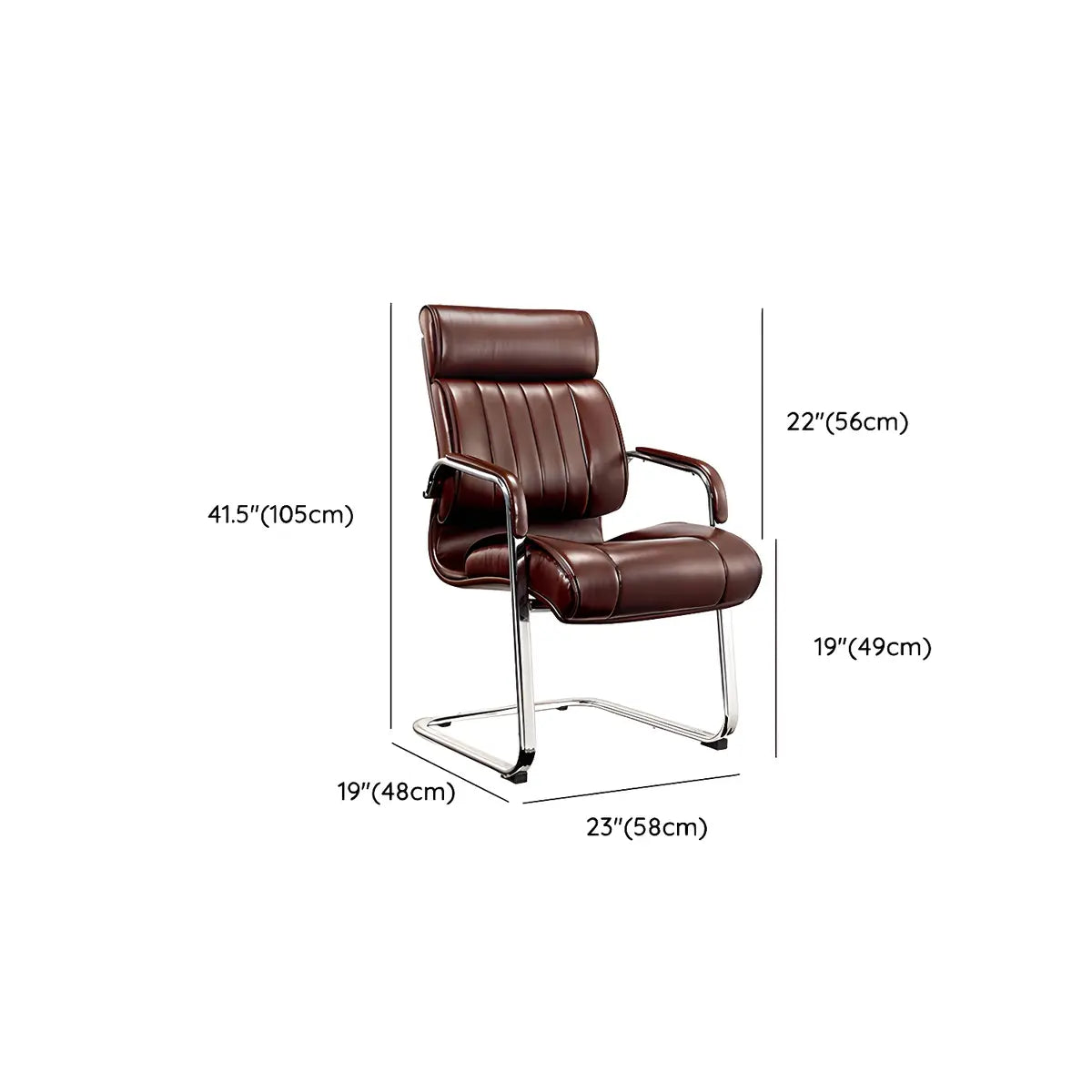 Modern Sleek Leather Brown Adjustable Comfort Office Chair Image - 41