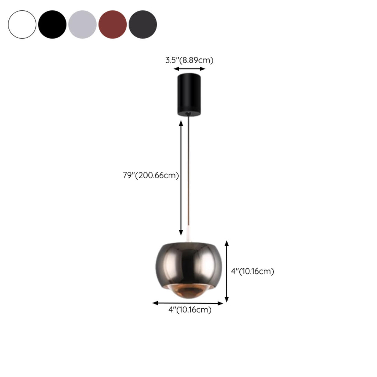 Modern Sleek Metal Globe Led Bulbs Pendant Light  