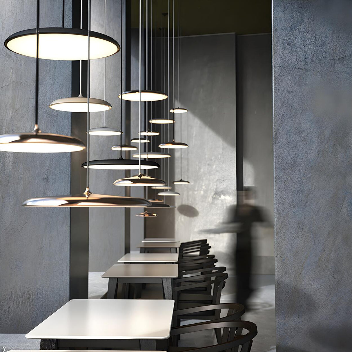 Modern Sleek Round Disc LED Dining Room Pendant Light Image - 3