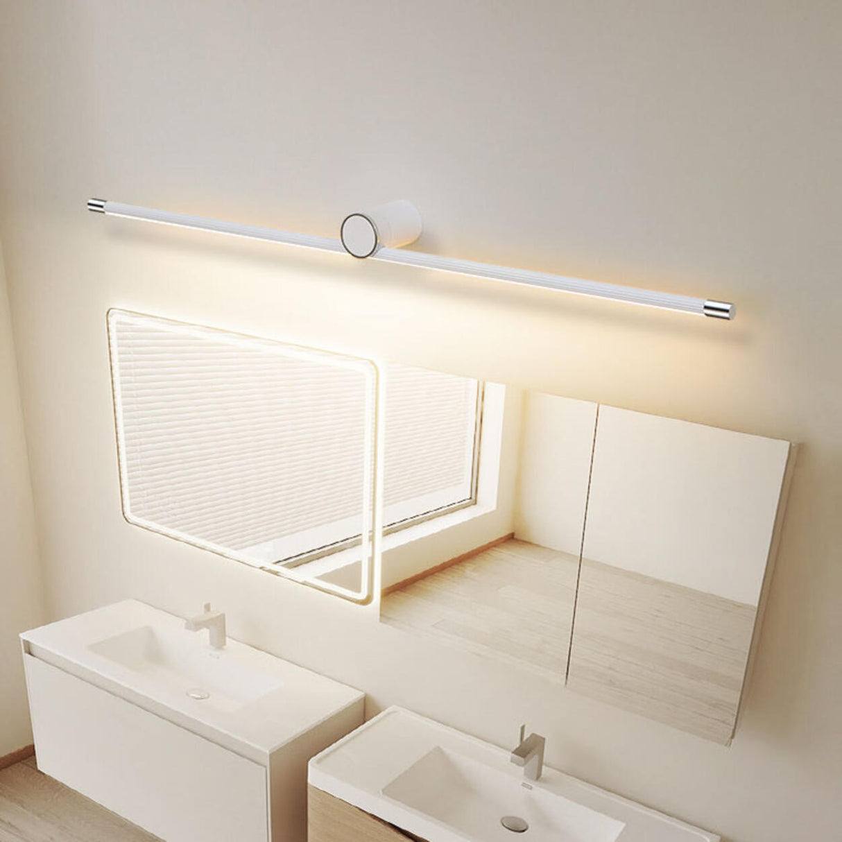 Modern Sleek White Linear Plastic LED Vanity Light  Image - 3