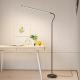 Modern Slim Black Metal LED Floor Lamp Remote Control Image - 1