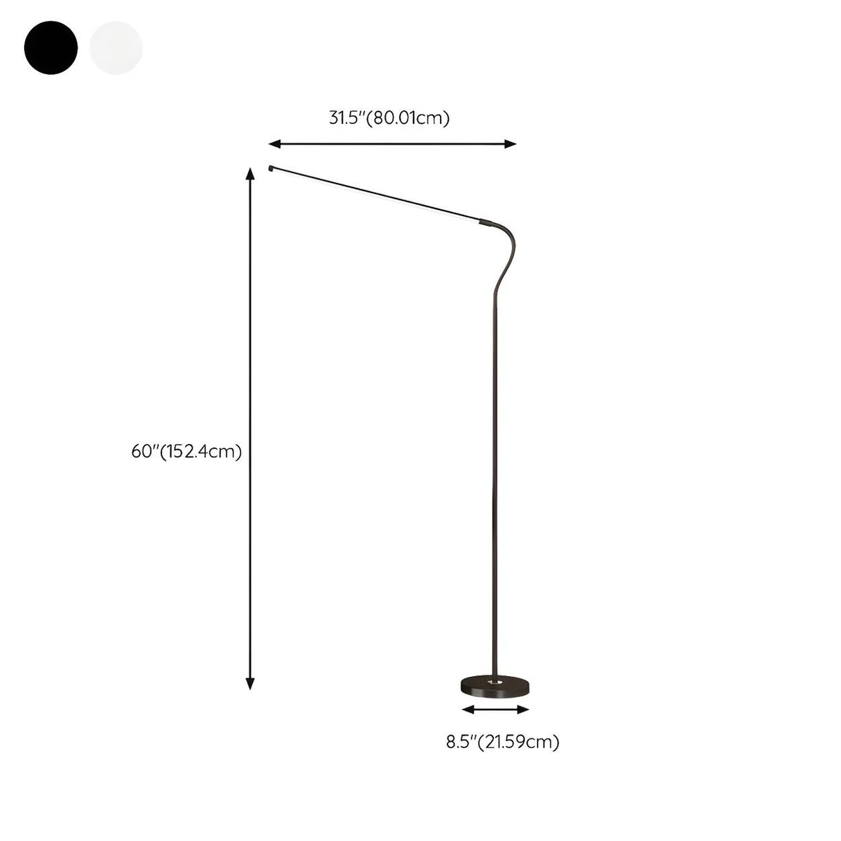 Modern Slim Black Metal LED Floor Lamp Remote Control 