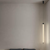 Modern Slim Tube Clear Glass Living Room Pendant Light Image - 1