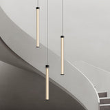 Modern Slim Tube Clear Glass Living Room Pendant Light Image - 3