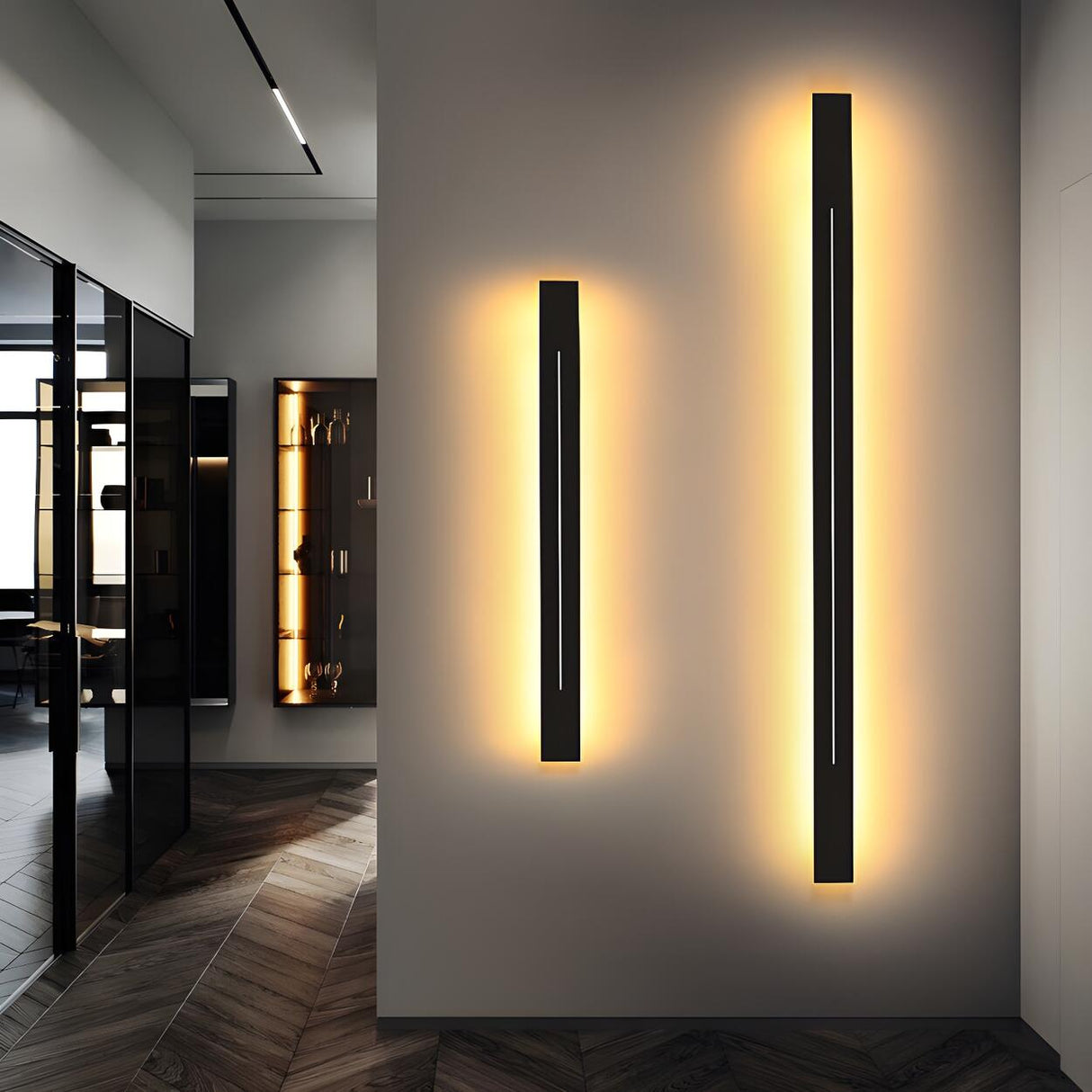 Modern Slim Vertical Black Acrylic LED Wall Sconce Image - 1