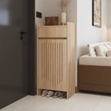 Modern Slim Wood Hallway Beige Medium Shoe Cabinet Image - 1