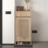 Modern Slim Wood Hallway Beige Medium Shoe Cabinet Image - 16