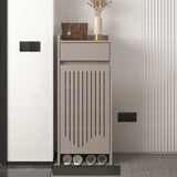 Modern Slim Wood Hallway Beige Medium Shoe Cabinet Image - 20