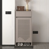 Modern Slim Wood Hallway Beige Medium Shoe Cabinet Image - 21