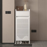 Modern Slim Wood Hallway Beige Medium Shoe Cabinet Image - 24