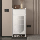 Modern Slim Wood Hallway Beige Medium Shoe Cabinet Image - 25