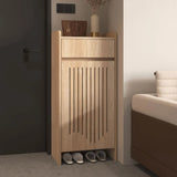 Modern Slim Wood Hallway Beige Medium Shoe Cabinet Image - 3