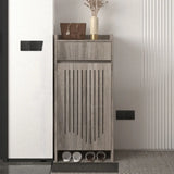 Modern Slim Wood Hallway Beige Medium Shoe Cabinet Image - 4