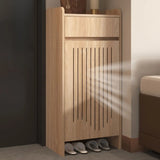 Modern Slim Wood Hallway Beige Medium Shoe Cabinet Image - 5