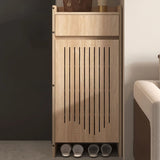 Modern Slim Wood Hallway Beige Medium Shoe Cabinet Image - 7