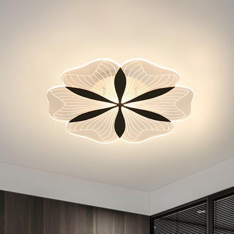 Modern Small Black Flower LED Flush Mount Ceiling Light Image - 2