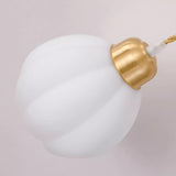 Modern Small Brass White Glass Ball Pendant Light Bedroom Image - 11