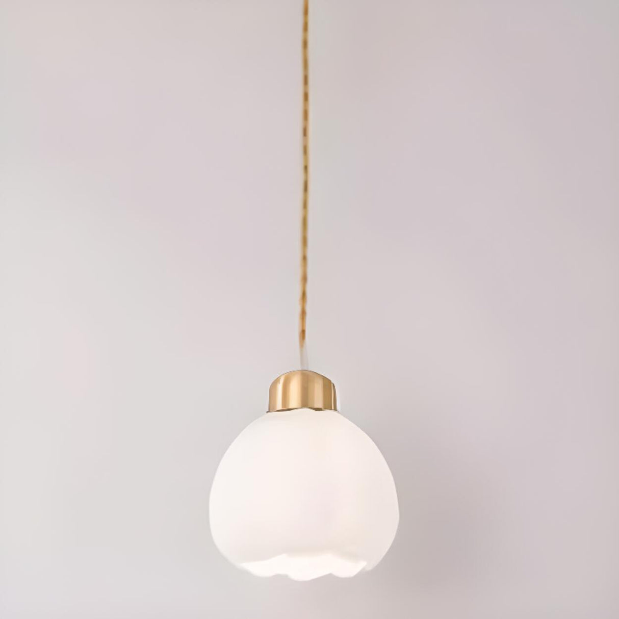 Modern Small Brass White Glass Ball Pendant Light Bedroom Image - 13