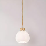 Modern Small Brass White Glass Ball Pendant Light Bedroom Image - 13