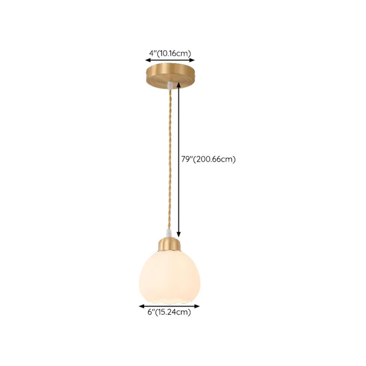 Modern Small Brass White Glass Ball Pendant Light Bedroom 