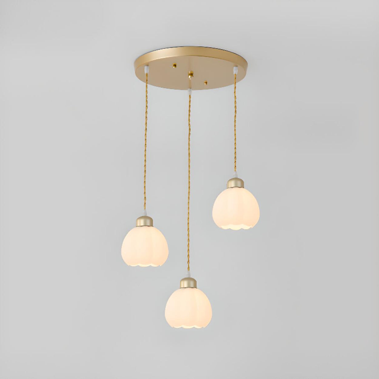 Modern Small Brass White Glass Ball Pendant Light Bedroom Image - 9