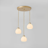 Modern Small Brass White Glass Ball Pendant Light Bedroom Image - 9