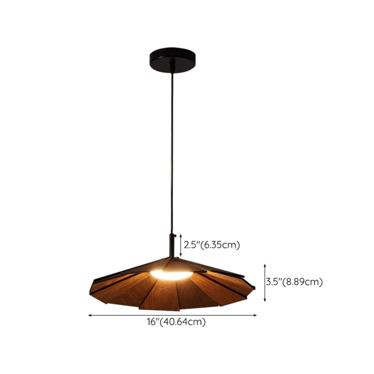 Modern Small Cone Wood Umbrella Pendant Light 