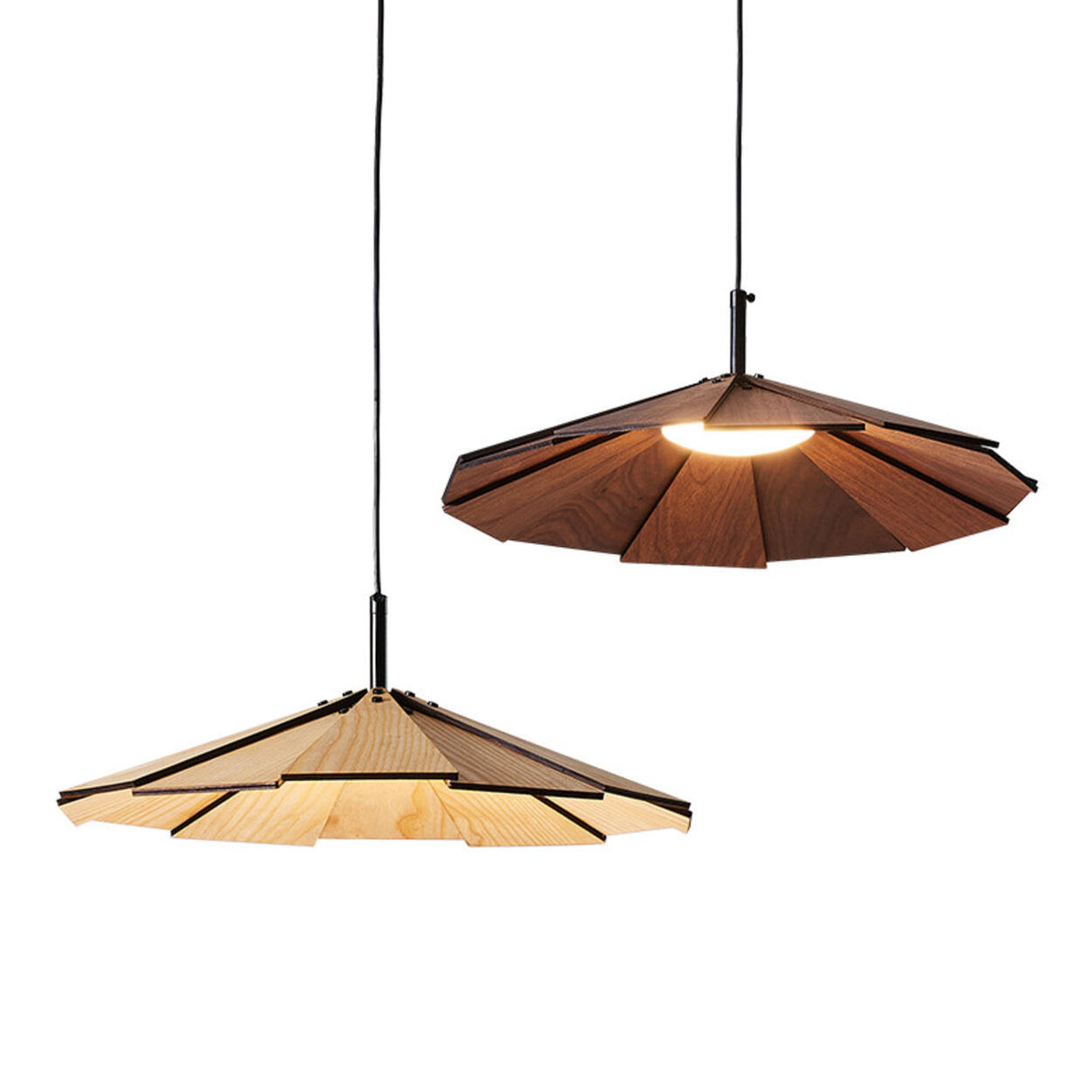 Modern Small Cone Wood Umbrella Pendant Light Image - 6