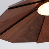 Modern Small Cone Wood Umbrella Pendant Light Image - 8