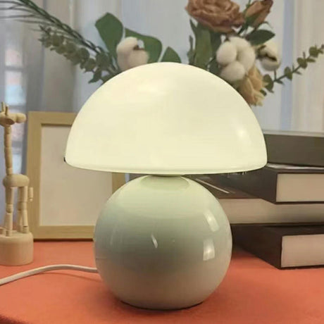 Modern Small Globe Ceramic Base White Dome Table Lamp Image - 1