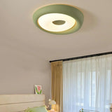 Modern Small Green Round LED Flush Mount Ceiling Light Image - 1