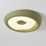 Modern Small Green Round LED Flush Mount Ceiling Light Image - 12