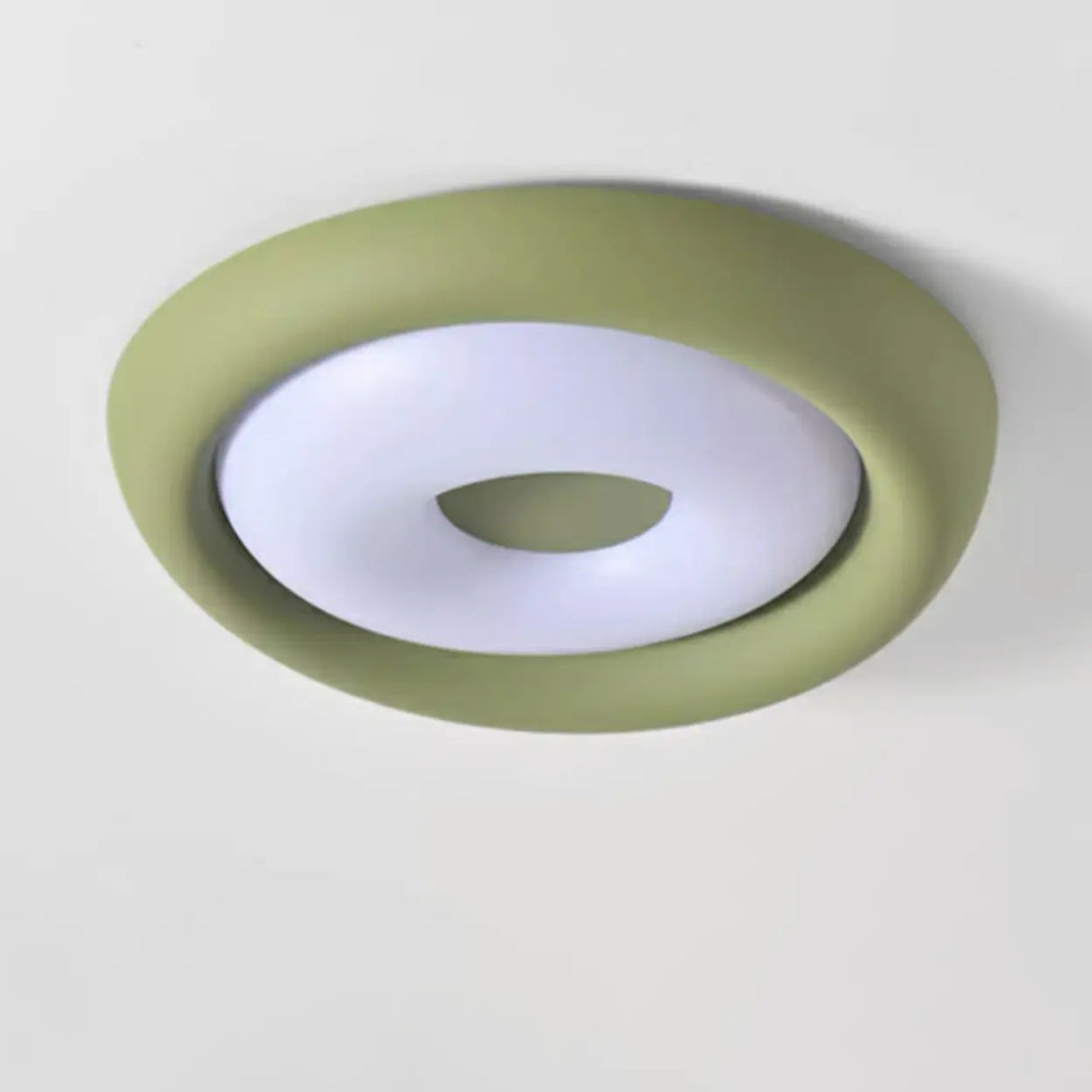 Modern Small Green Round LED Flush Mount Ceiling Light Image - 14