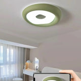 Modern Small Green Round LED Flush Mount Ceiling Light Image - 17