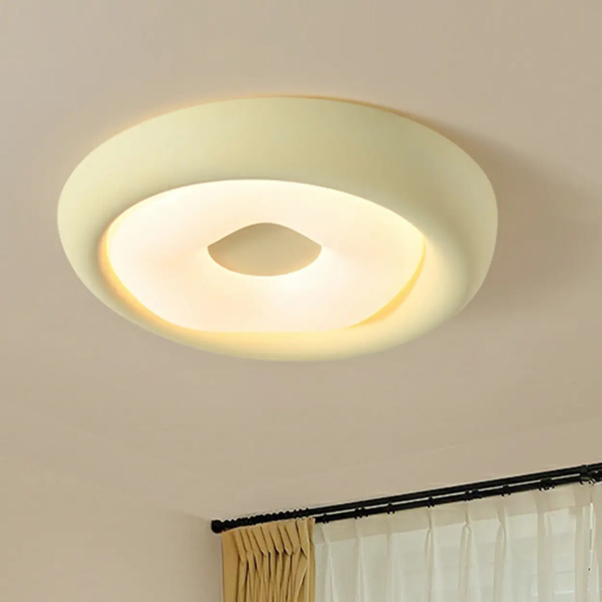 Modern Small Green Round LED Flush Mount Ceiling Light Image - 3