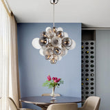 Modern Smoky Glass Bubble Chandelier Adjustable Height Image - 1